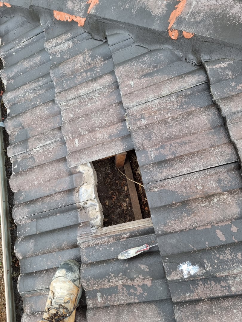 Quality Painting Group tile roof project showing detailed restoration work