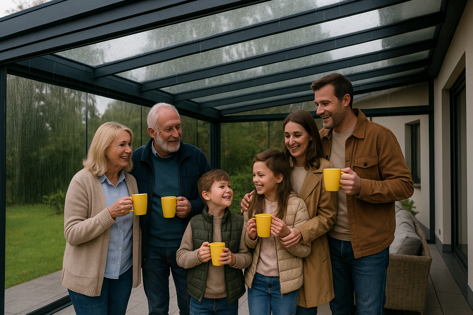 Gezellige veranda met familie en vrienden