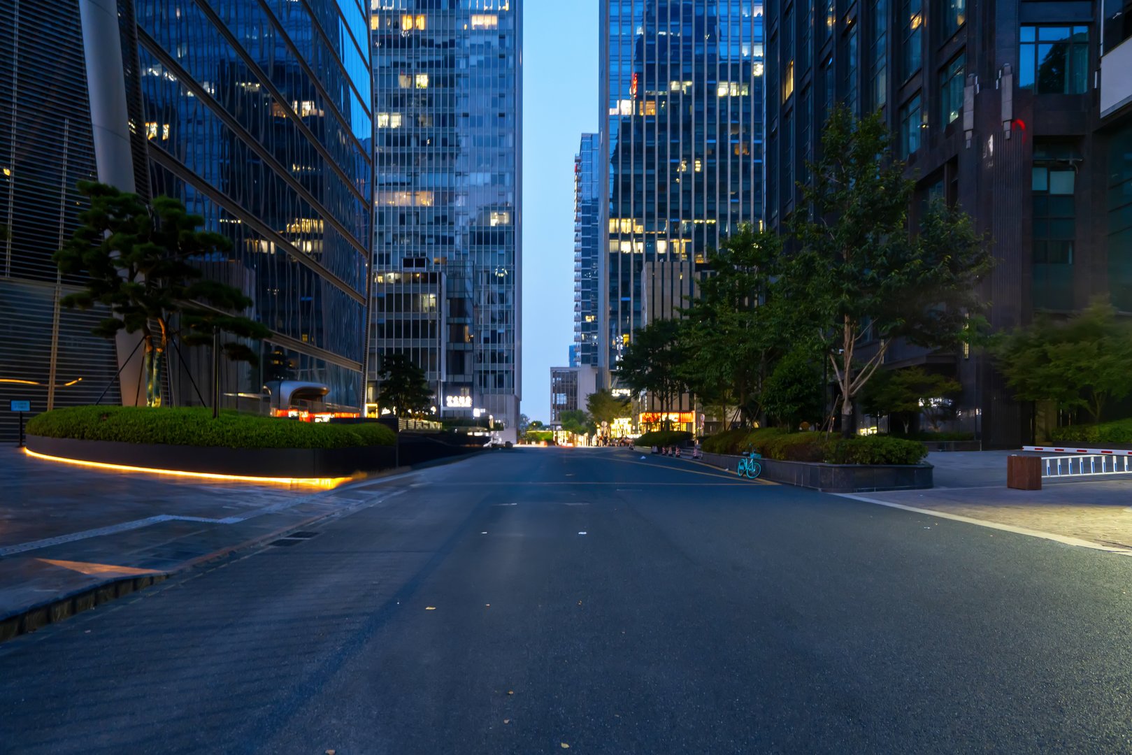 Night Financial Center Highway and Skyscrapers, Hangzhou, China