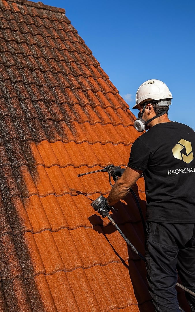 Application de traitement hydrofuge sur toiture