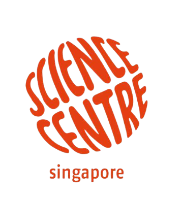 Logo of Science Centre Singapore with stylized orange text on a white background.