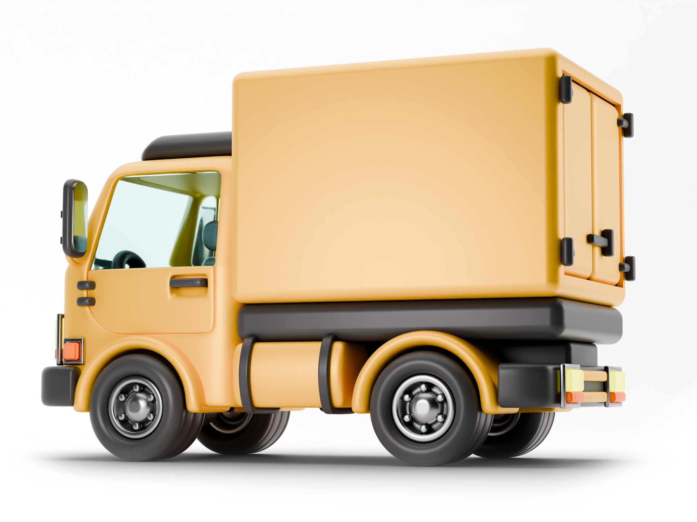 Delivery truck Side back view 3D rendering illustration isolated on white background