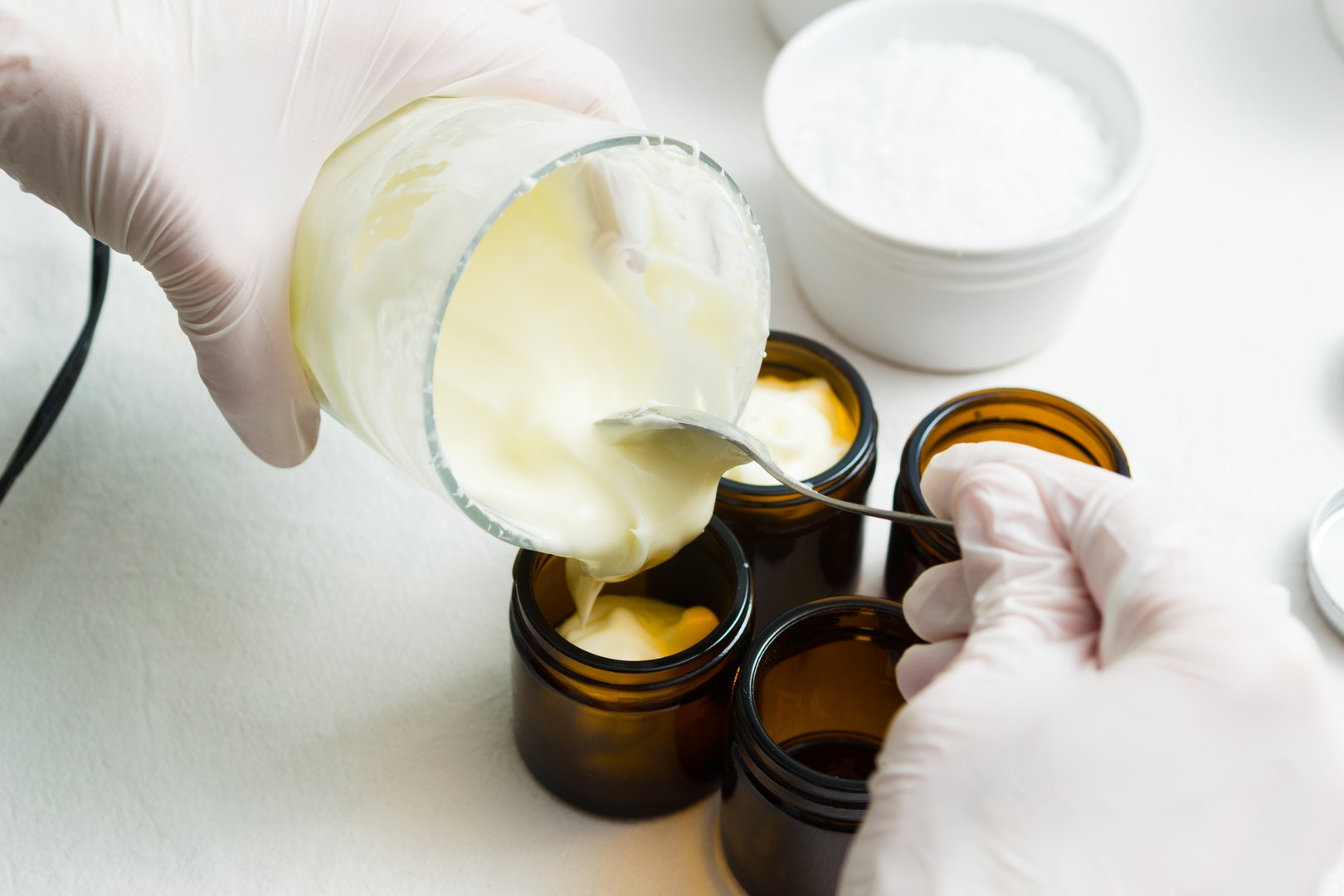 cosmetic lotion cream diy do it yourself rubber glass hand pouring