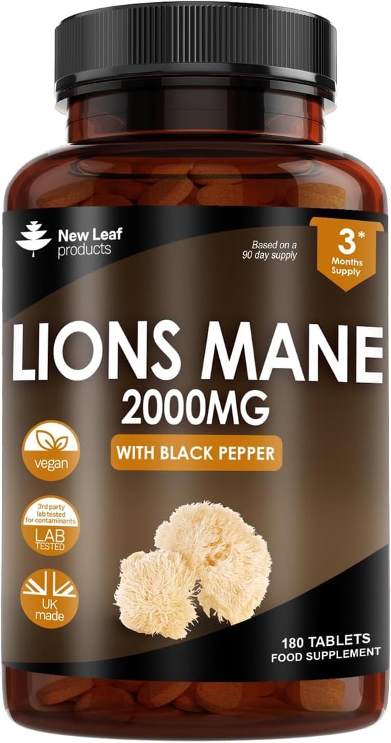 Lions Mane Mushroom 2000mg - High Strength Vegan Tablets