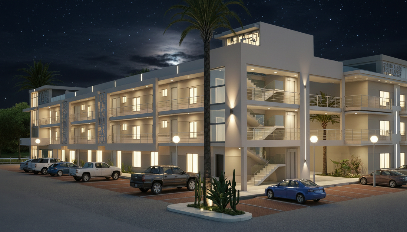 Luxury resort amenities and facilities - night view