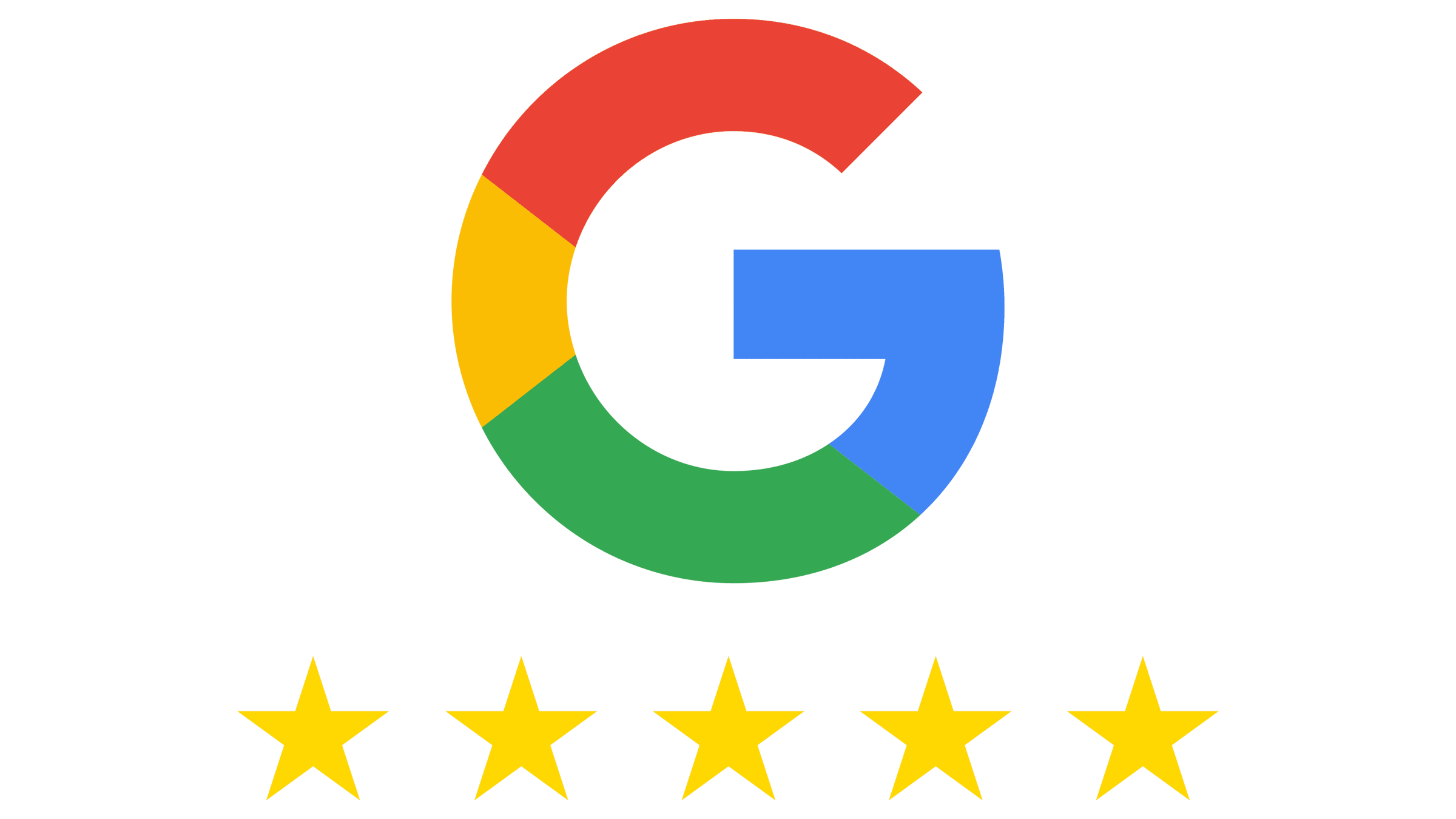 Google logo above five yellow stars, indicating a five-star rating.