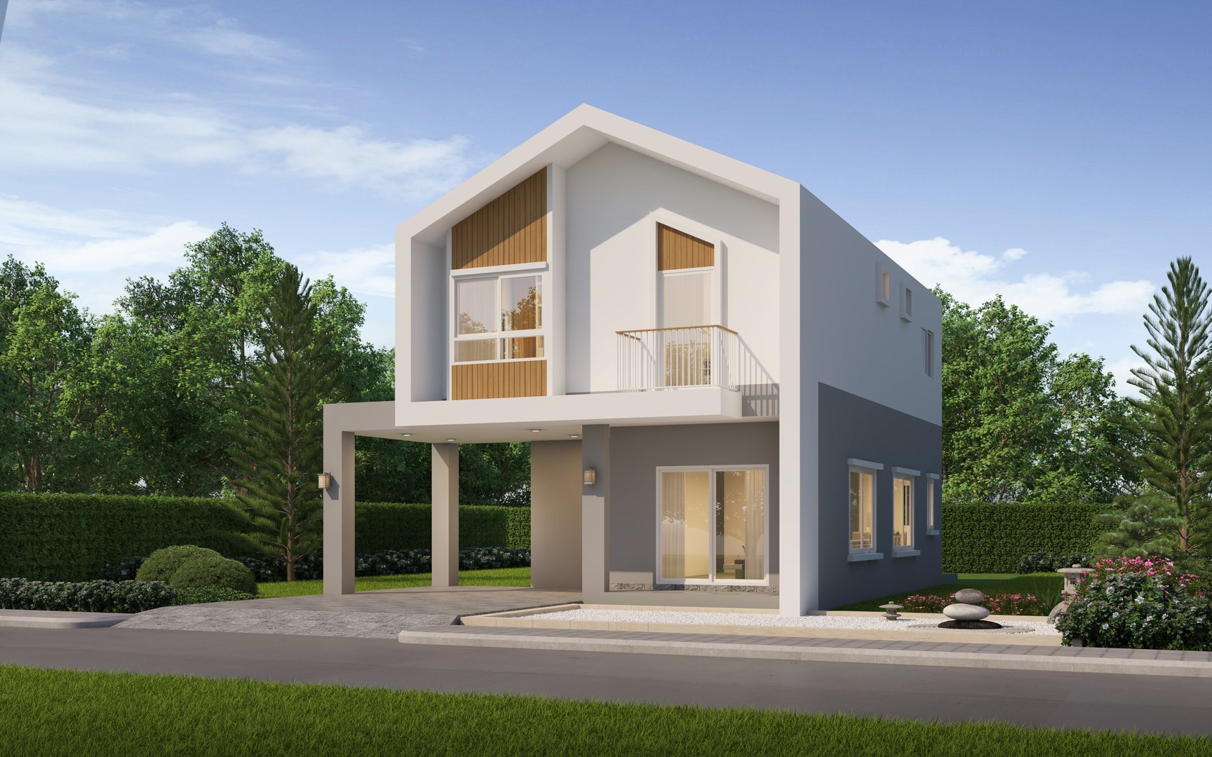 Modern Two-Story House with Beautiful Garden