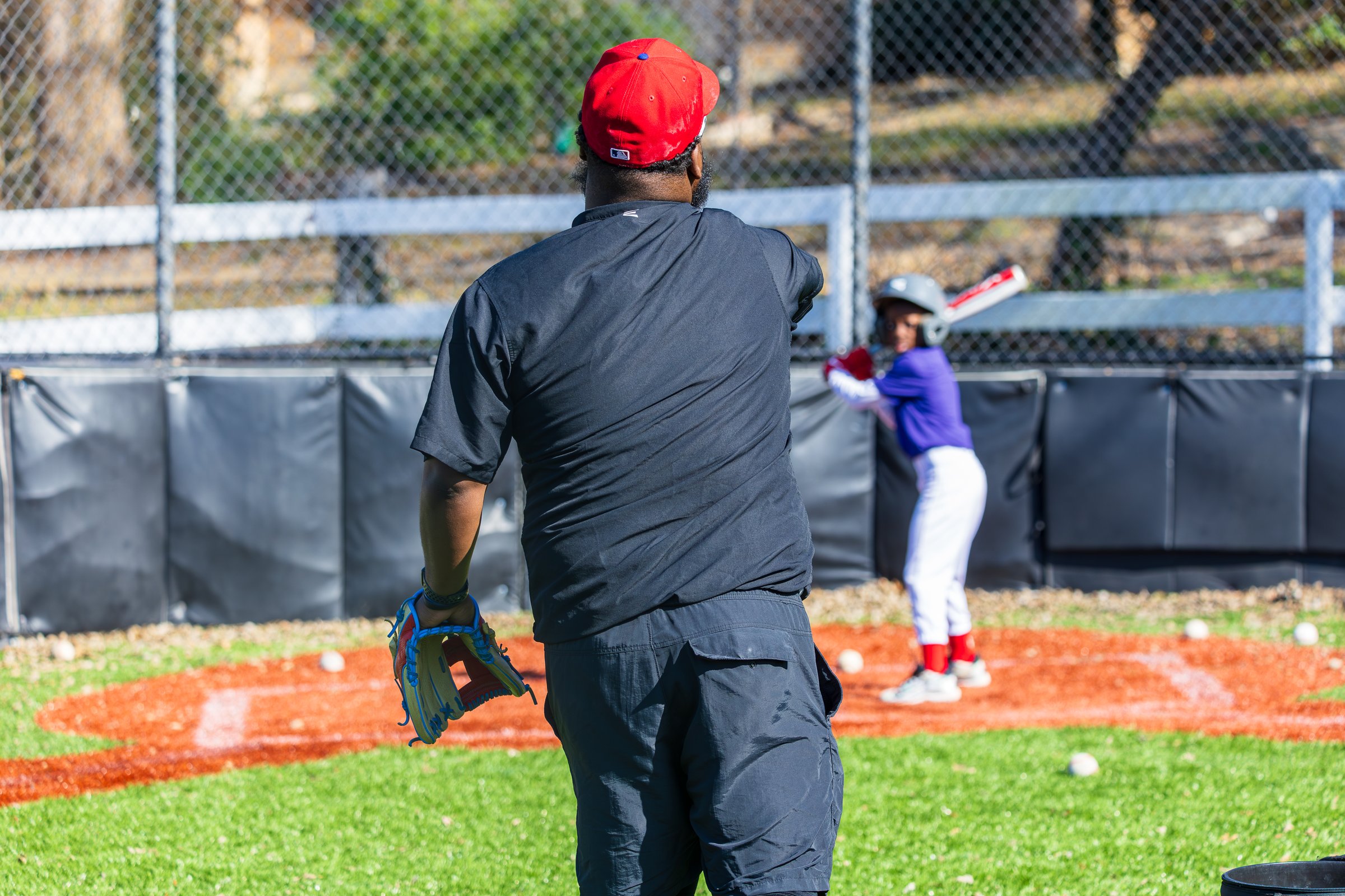 Baseball training action shot