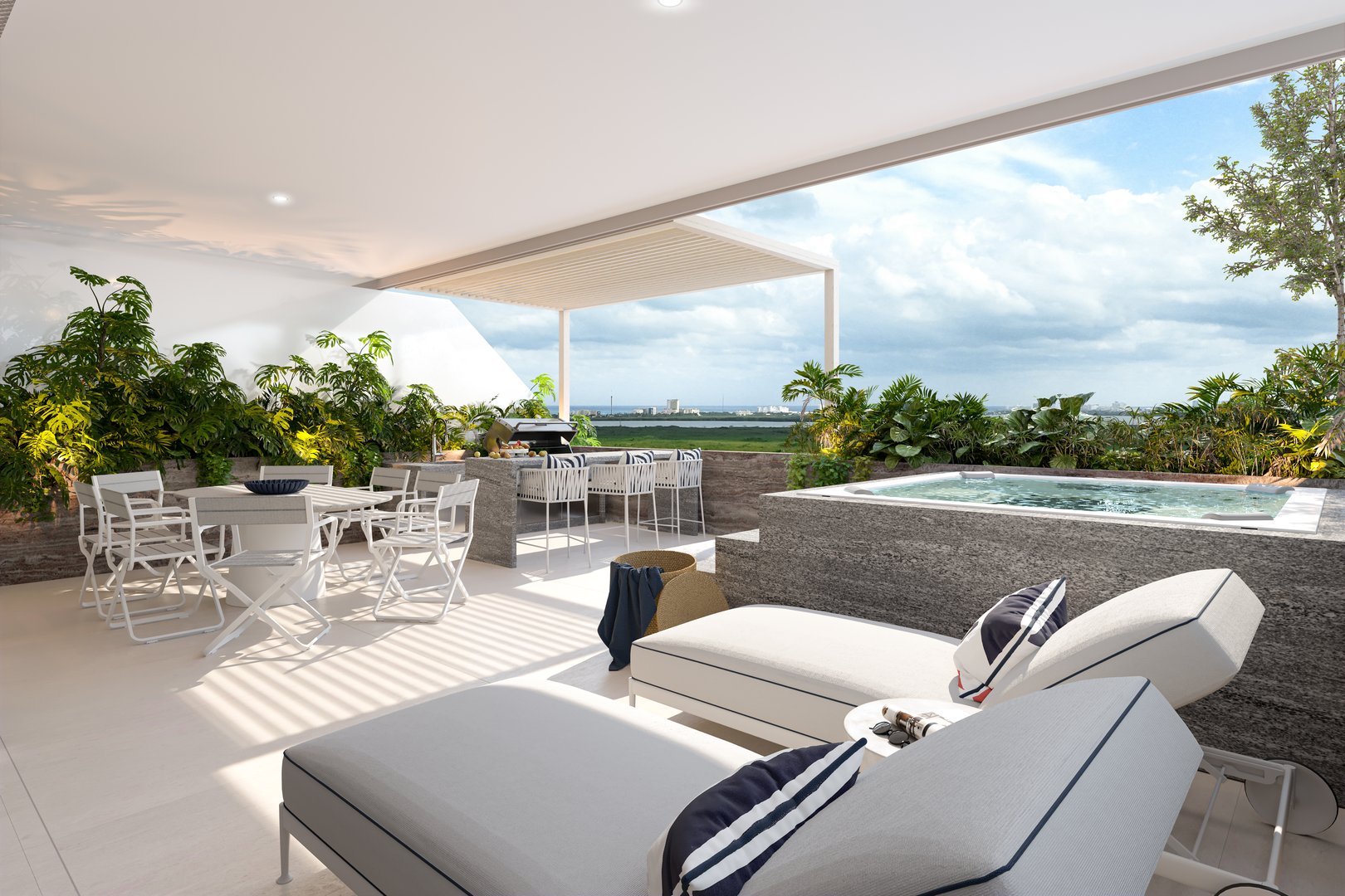 Terraza de Villa con vista al Caribe