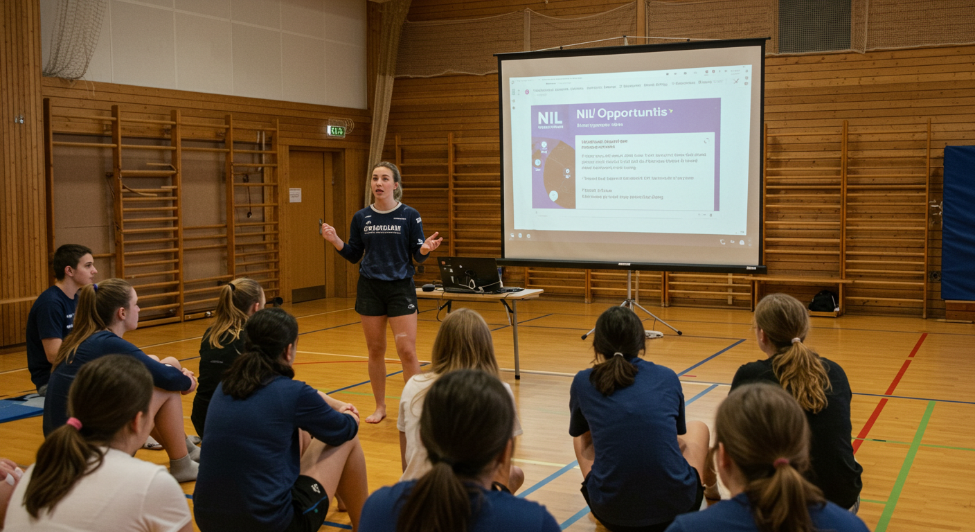 University student writing while using laptop and studying in the classroom. Copy space.