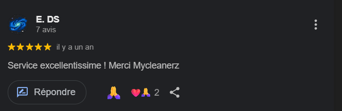 Avis client Google - Service de nettoyage professionnel