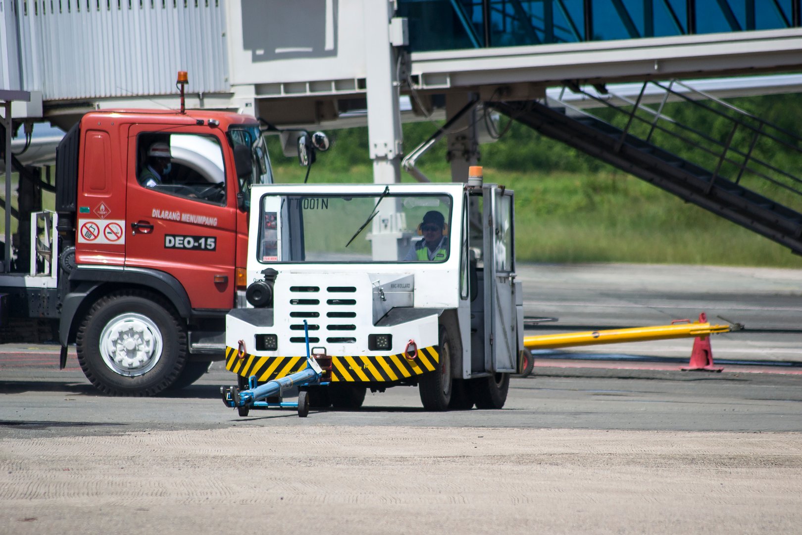 Sorong, Southwest Papua, Indonesia, 06/19/2021. The ground engineers are preparing the commercial plane before departure.