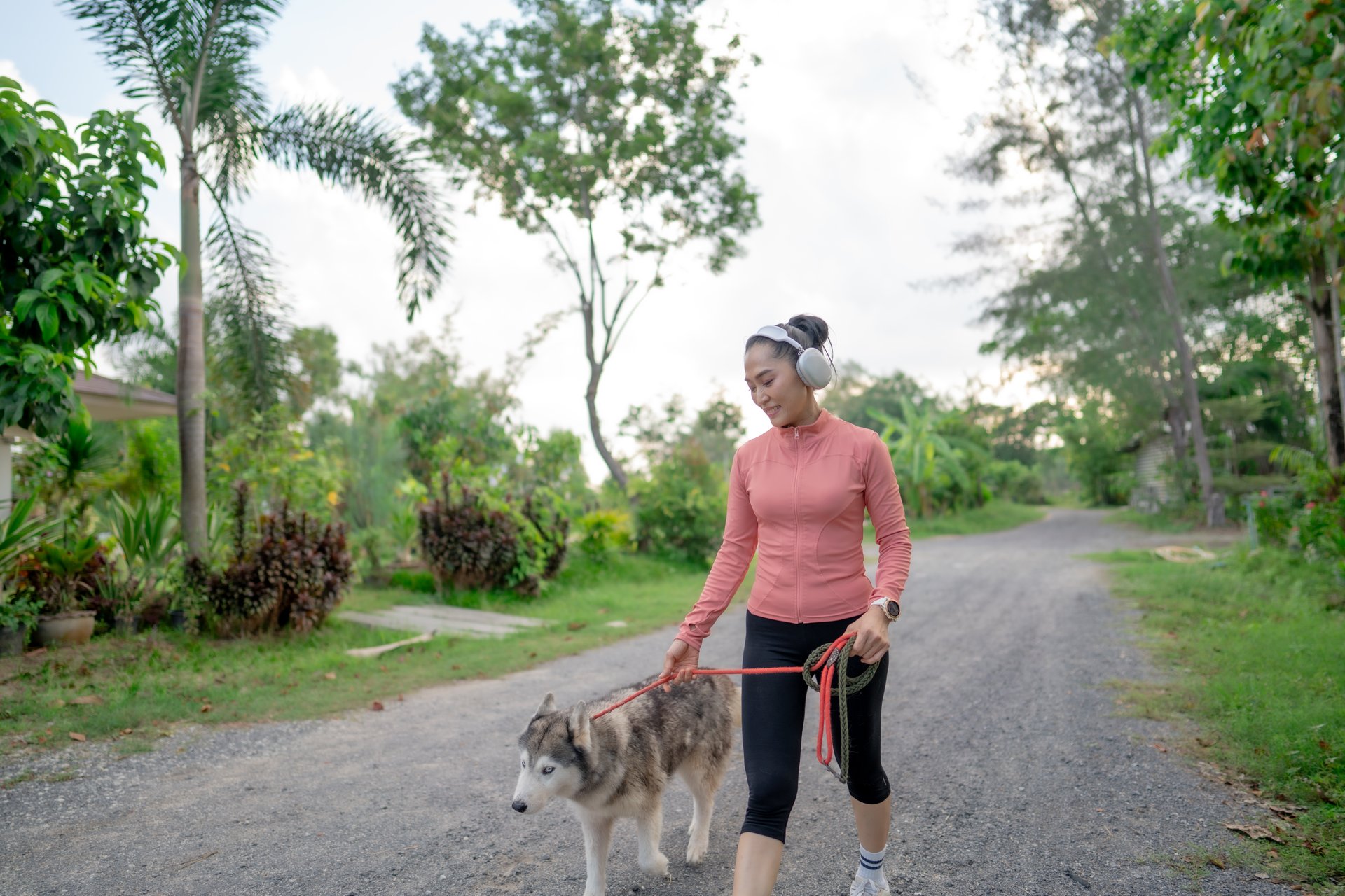 Woman playing with dog on beach