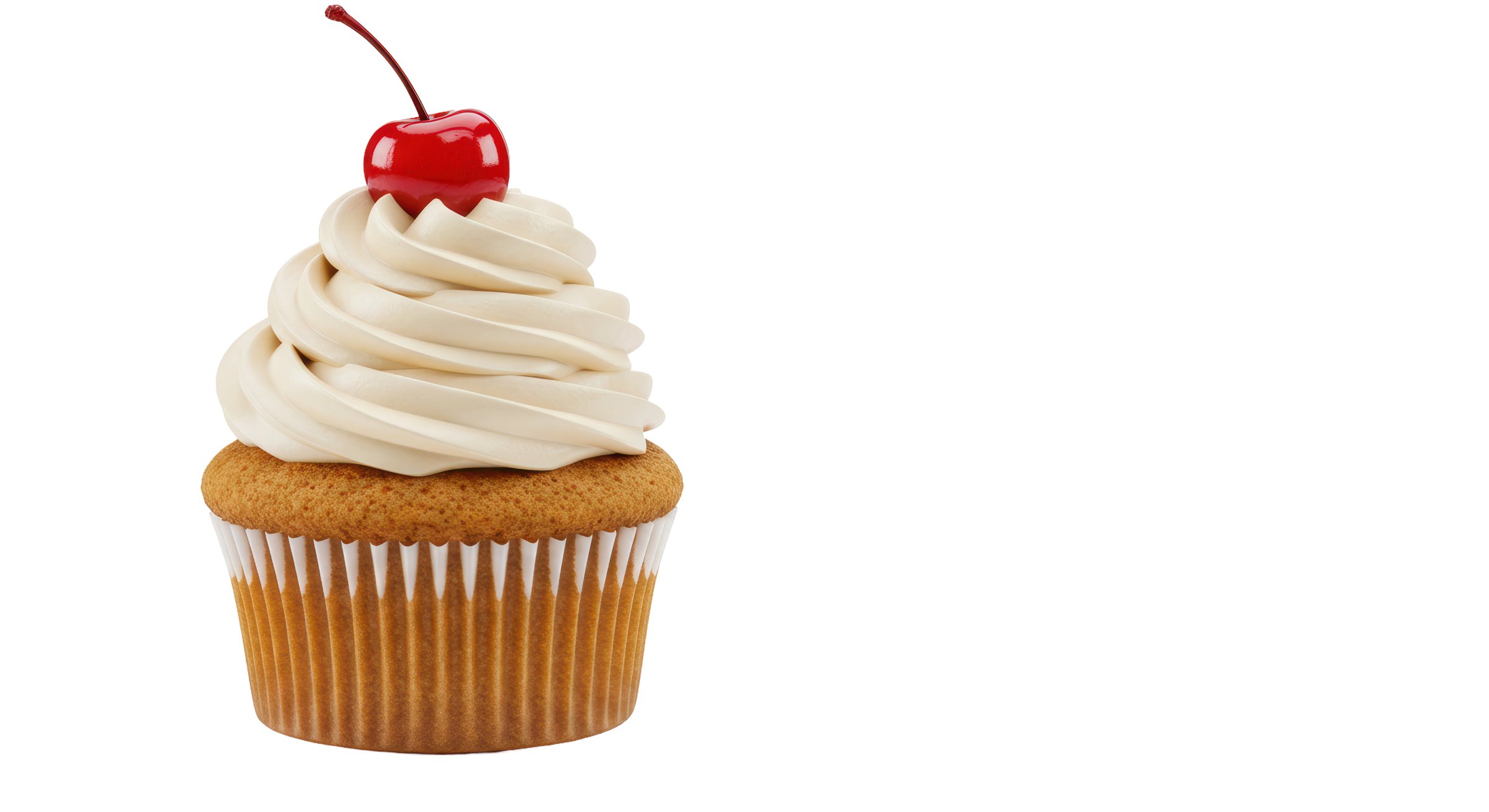 Isolated Cupcake with Cherry Topping