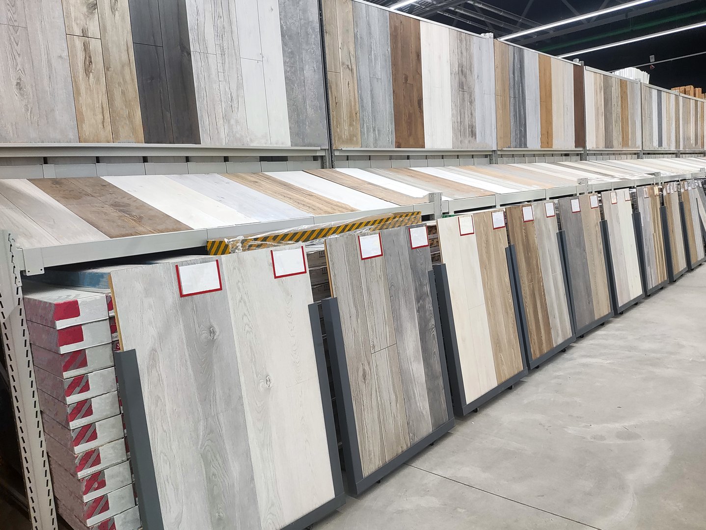Selling laminate flooring in a building materials store, inside