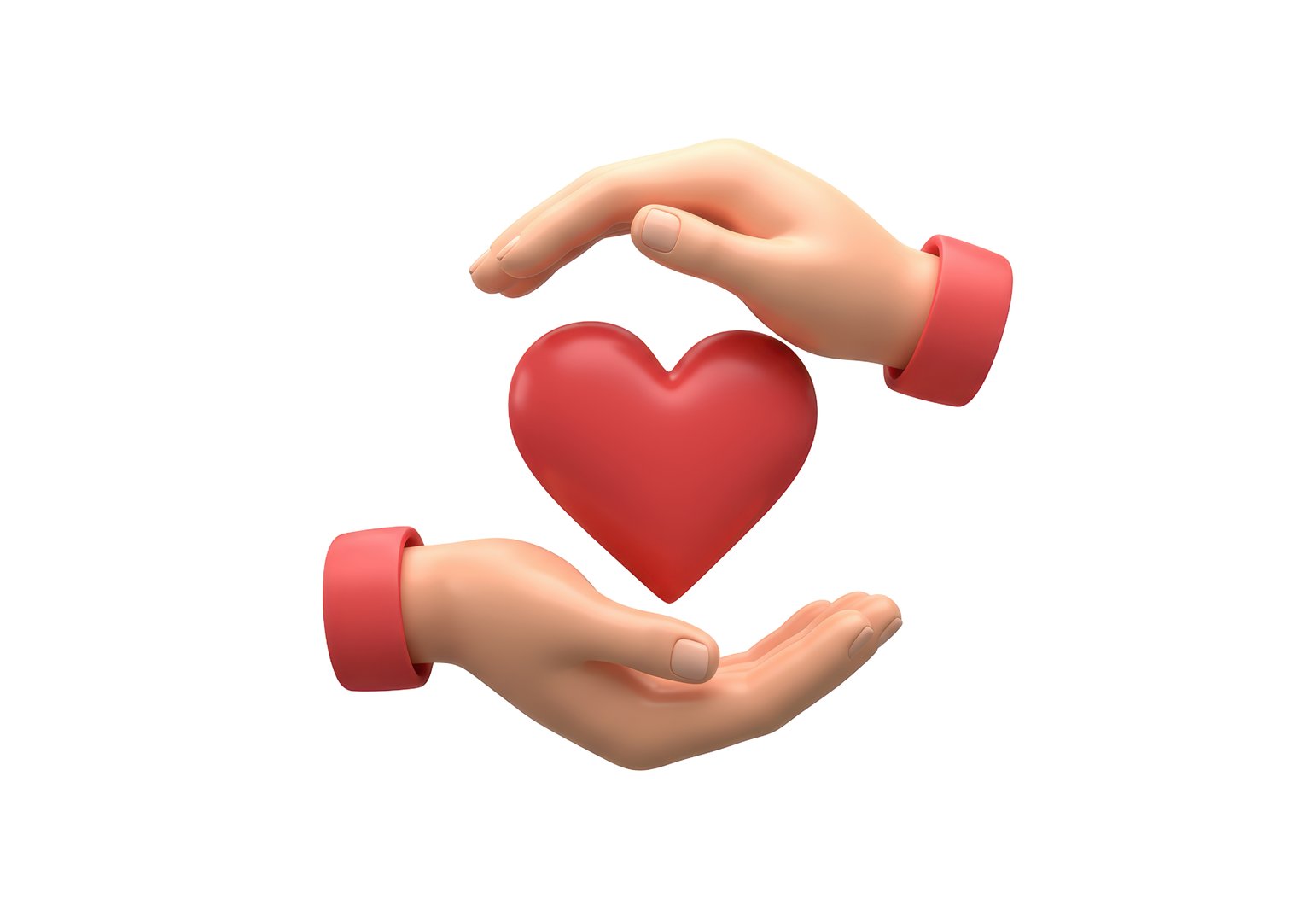 Isolated Two Hands Gently Holding a Red Heart