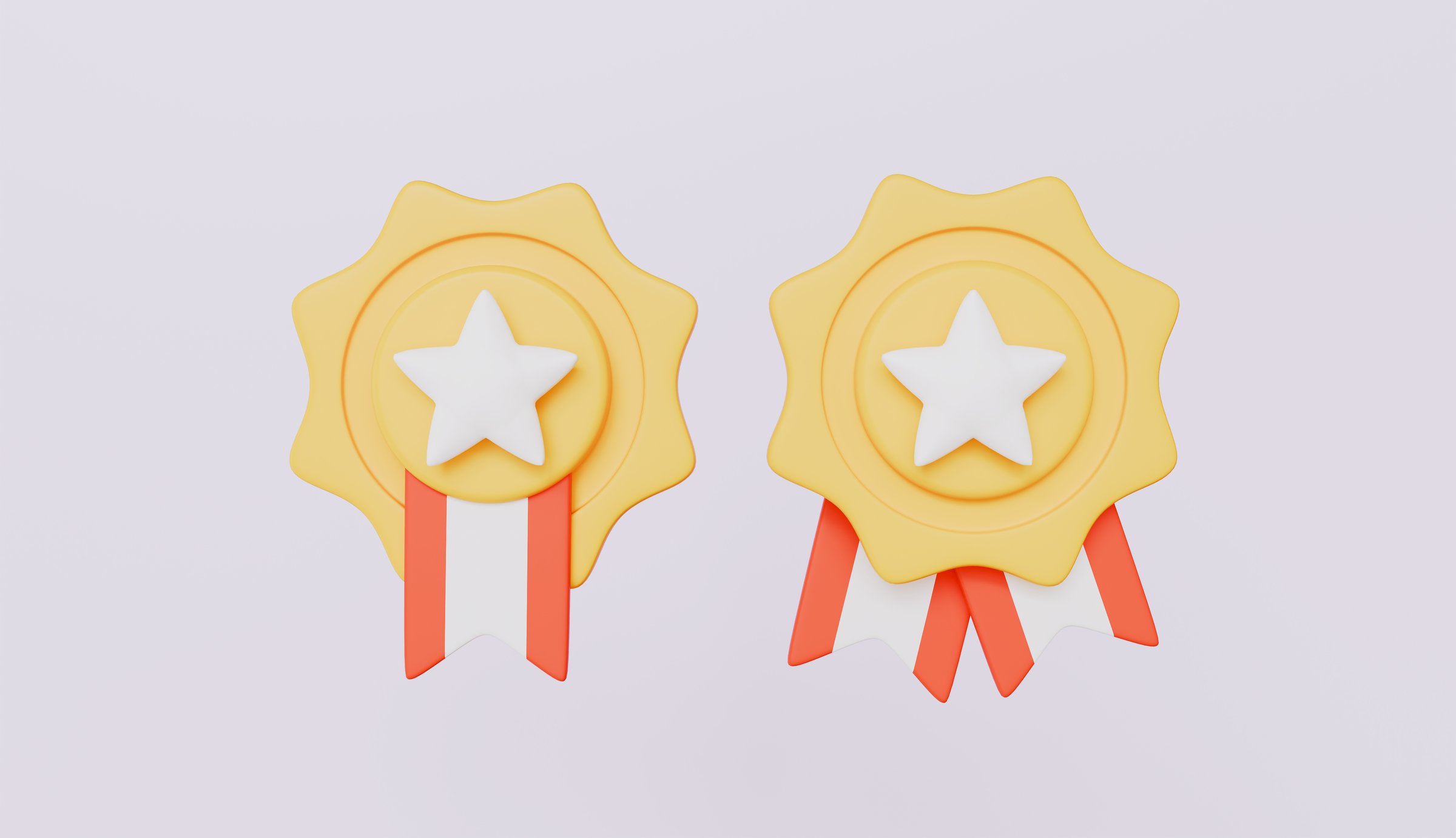 Quality guarantee of product champion award, Winner medal with star and ribbon on certificate