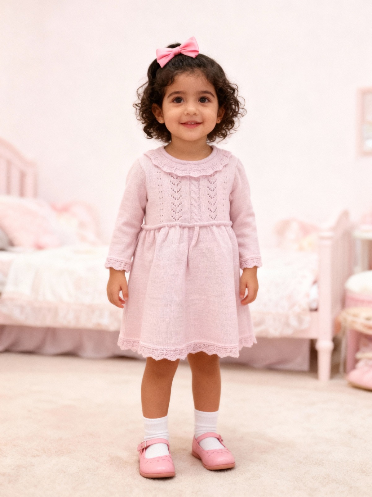 Niñas hermosas modelando vestidos elegantes de Sofie Takids