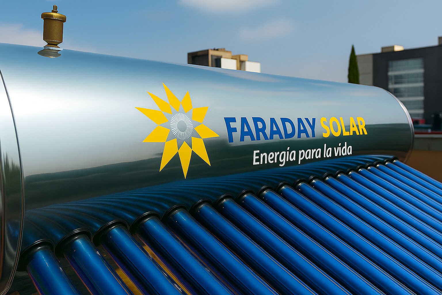 Calentador solar de baja presión con tanque de acero inoxidable