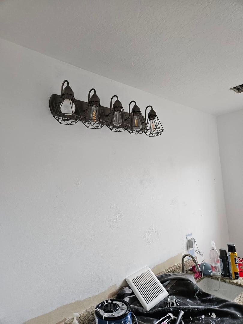 Bathroom walls painted in Behr Whipped Cream showing soft, warm white color