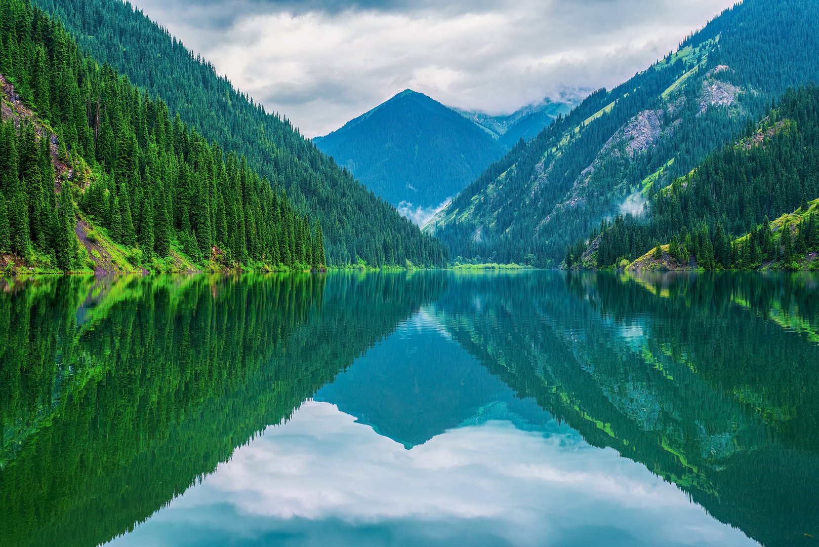 Lake Kolsay is located on the north slope of the Tian Shan Mountains, southeast Kazakhstan, within Kolsay Lakes National Park