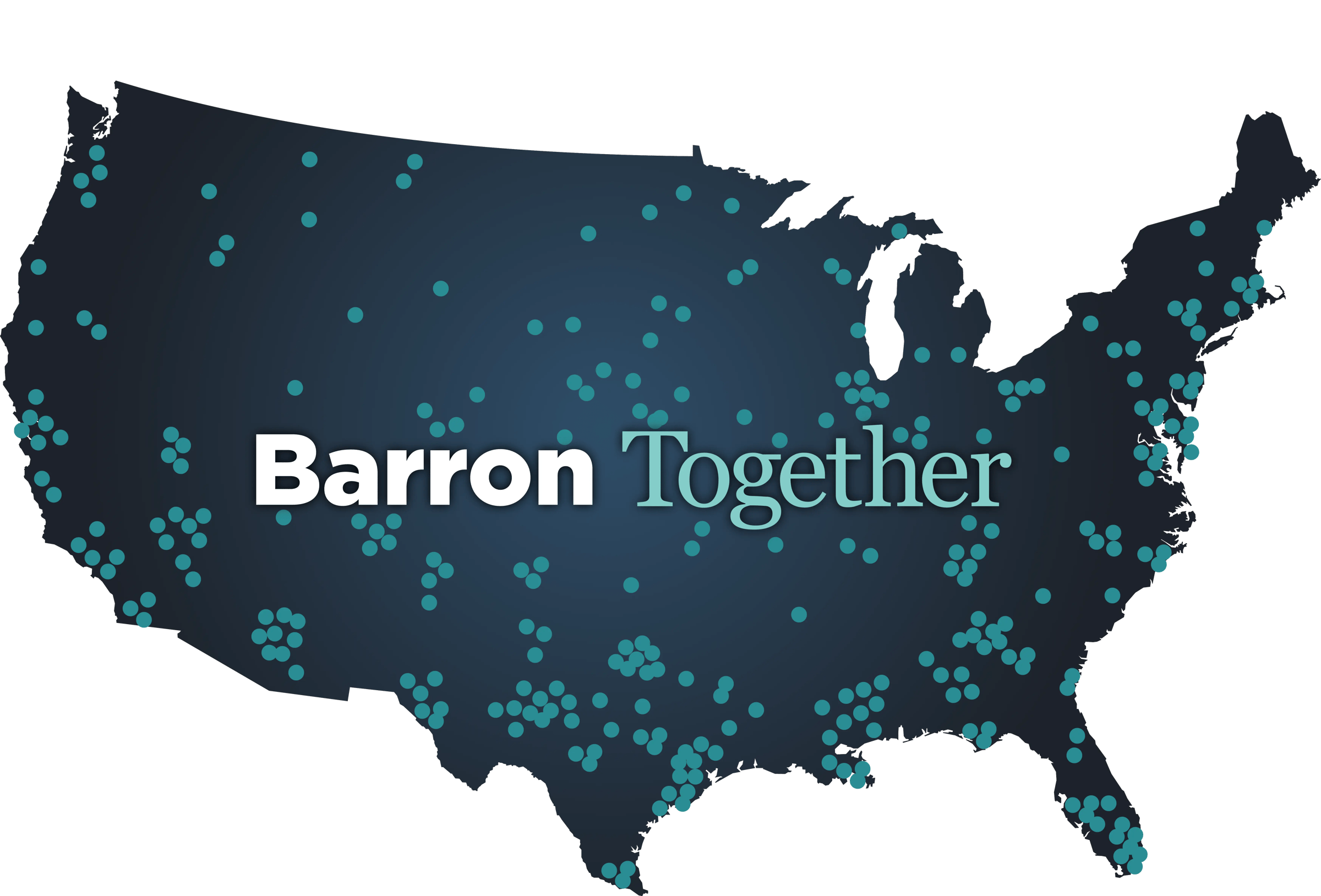 Barron locations map showing nationwide coverage