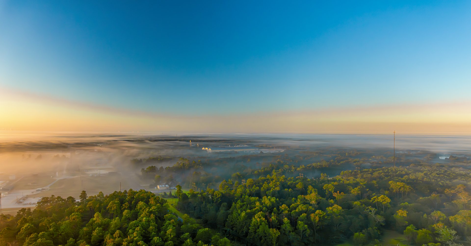 Aerial view of foggy landscape