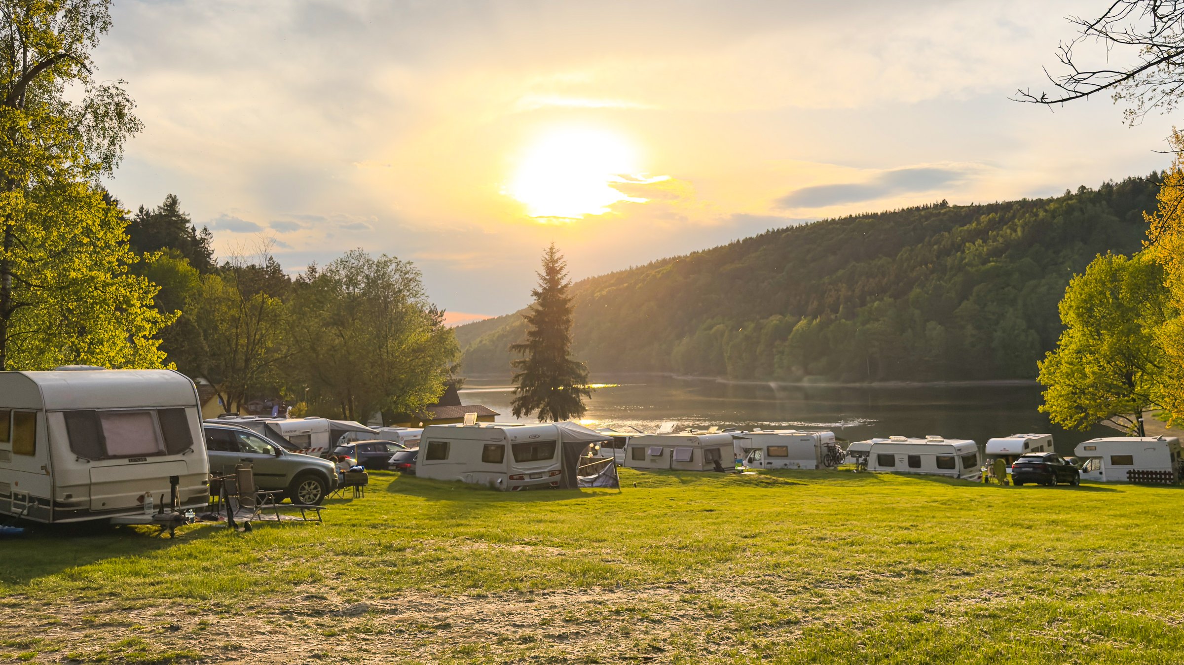 Sunset camping view