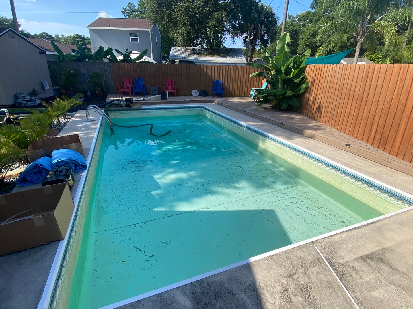 Pool before vinyl liner replacement