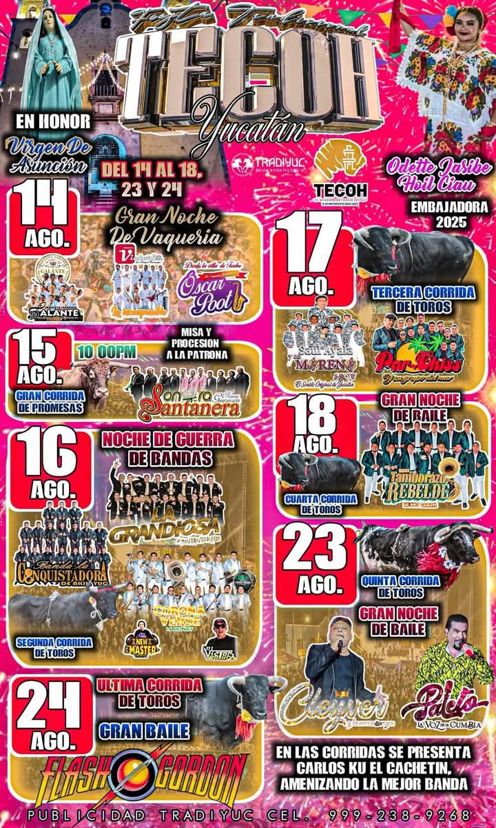 Fiesta patronal de Tecoh, Yucatán con celebración tradicional maya