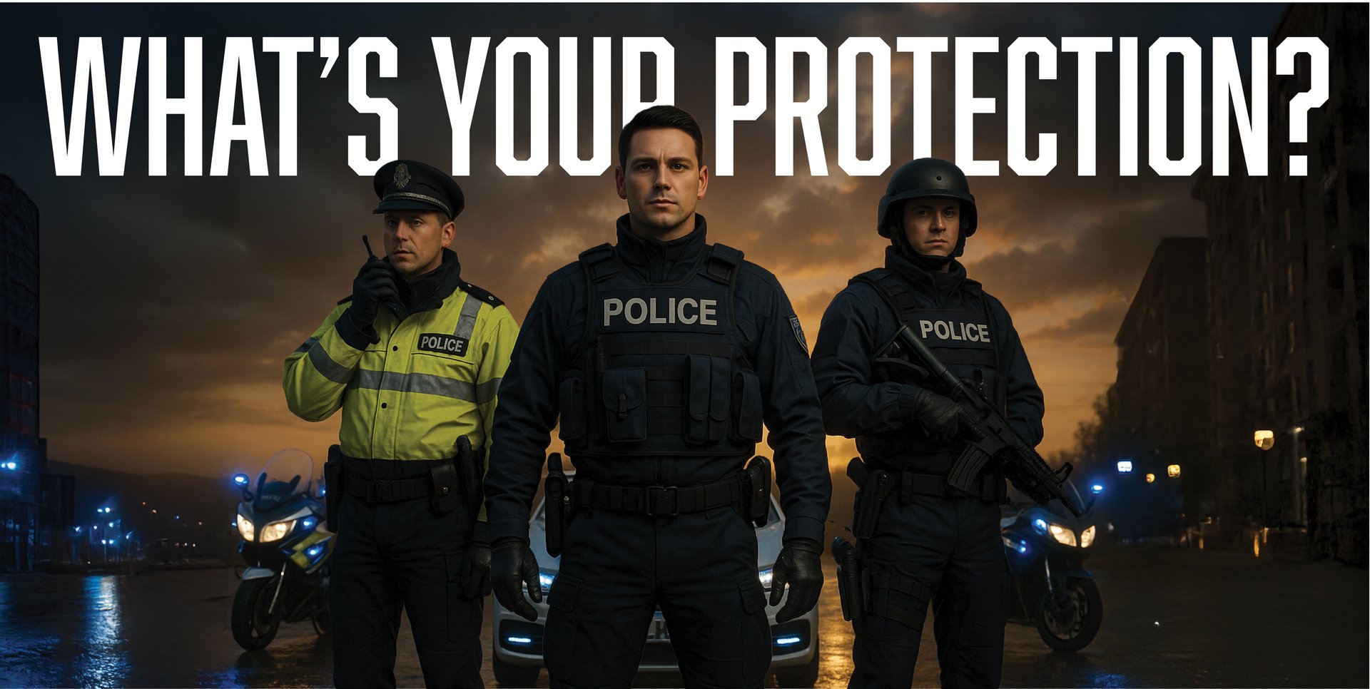 Police officer with tactical hearing protection equipment