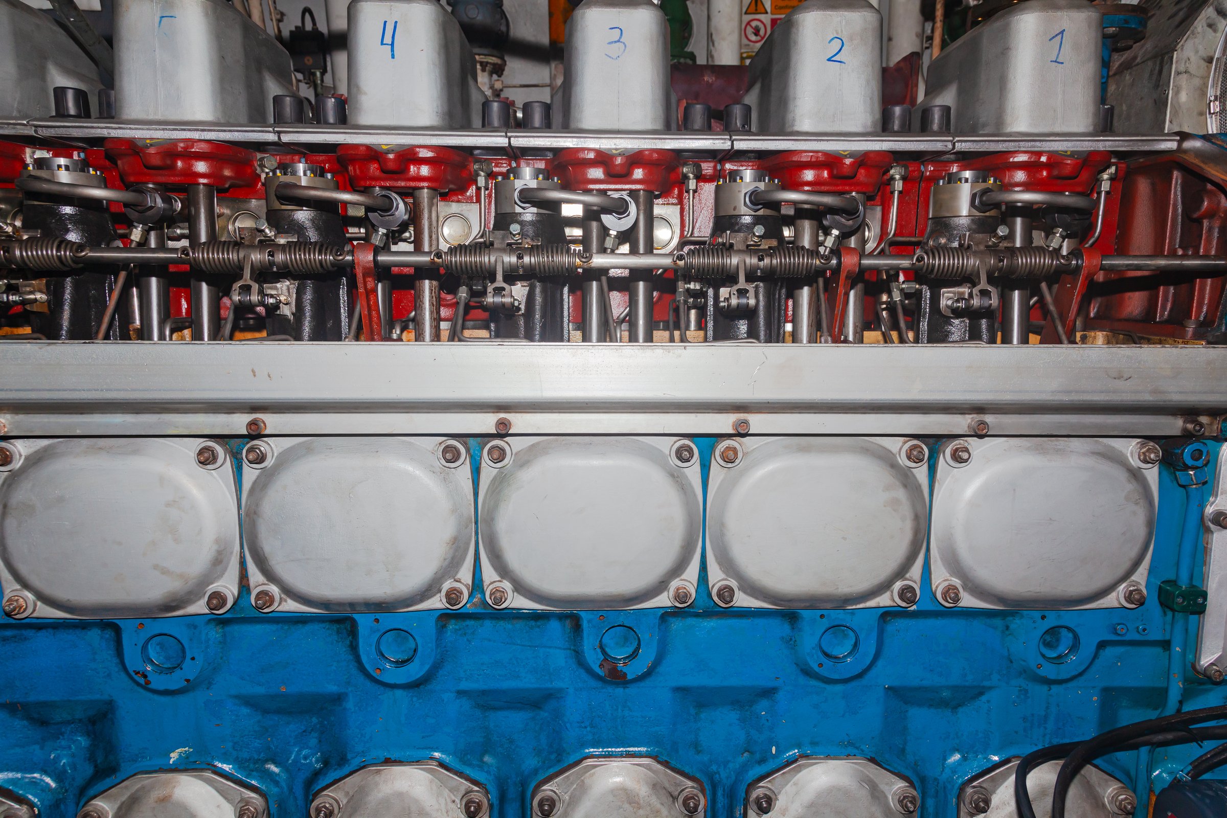 Marine engine installed in the engine room of the vessel.