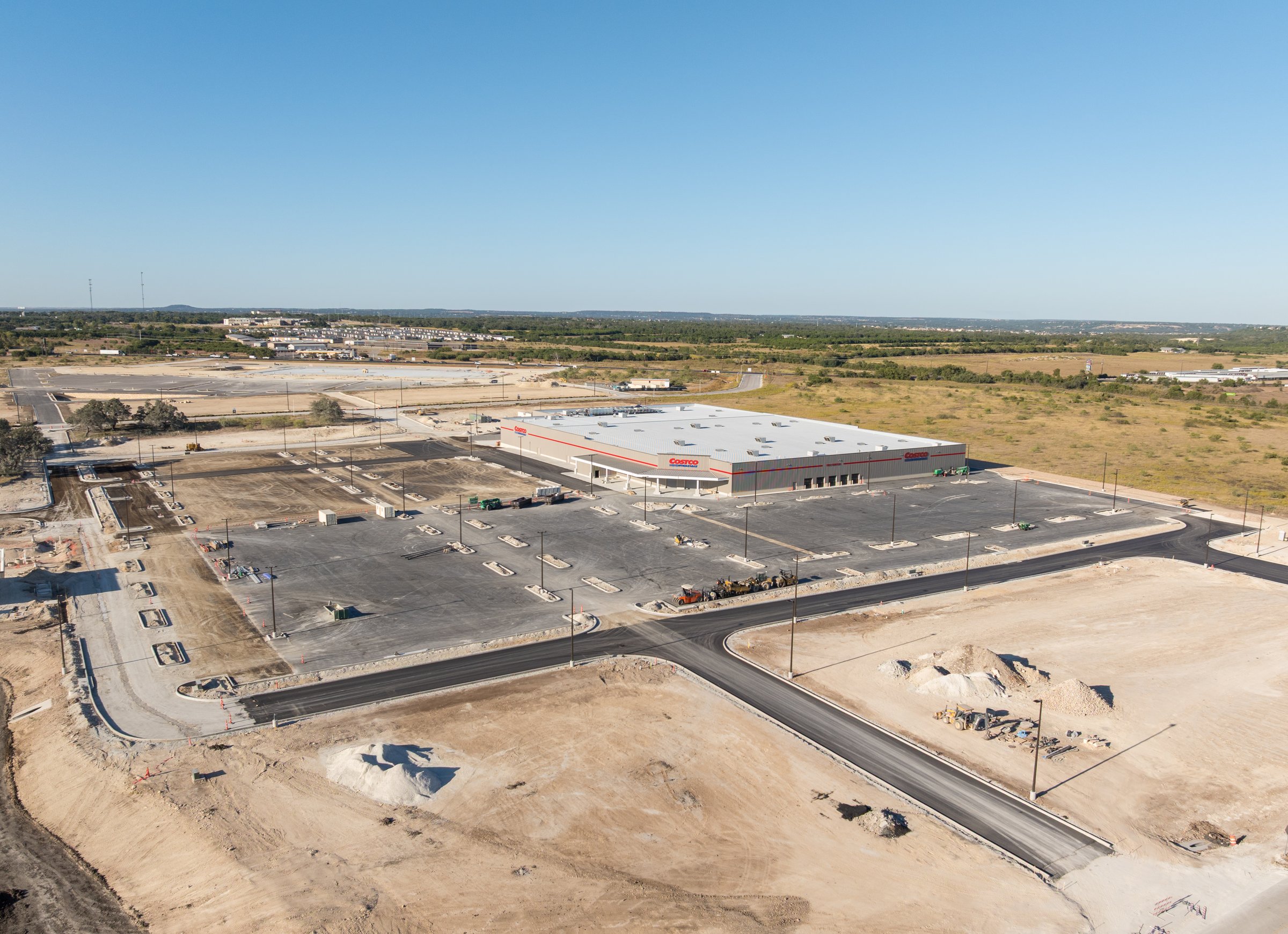 Liberty Hill, TX - 19 October 2025: Construction of new Costco wholesale store in rapidly growing northern Austin residential area Texas