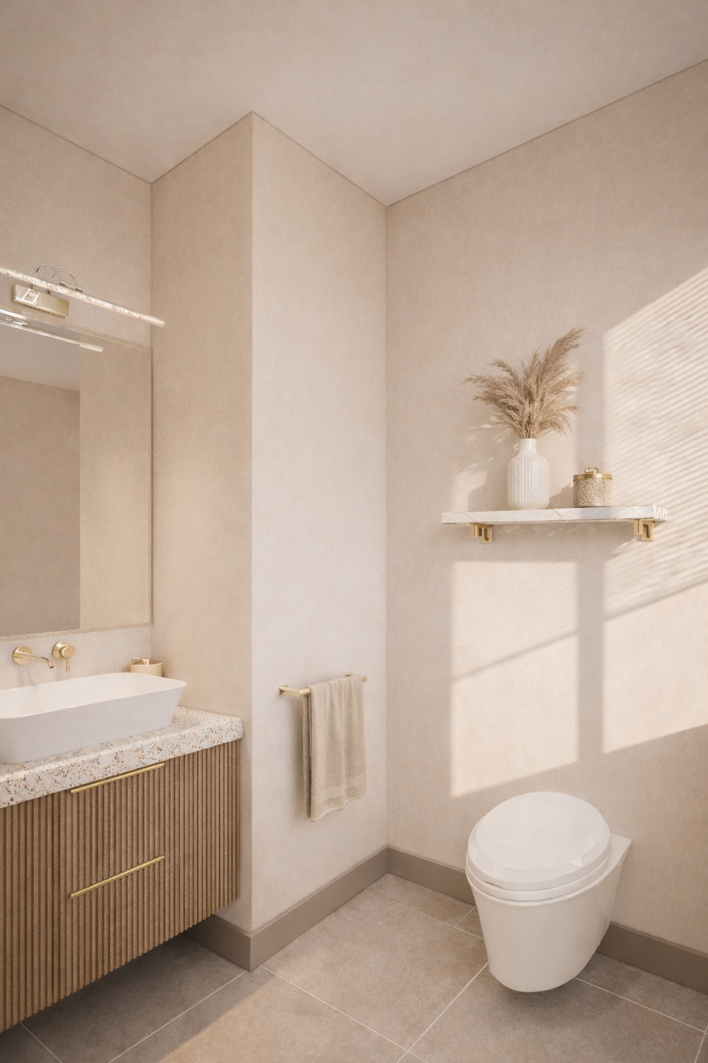 Type B toilet with vanity