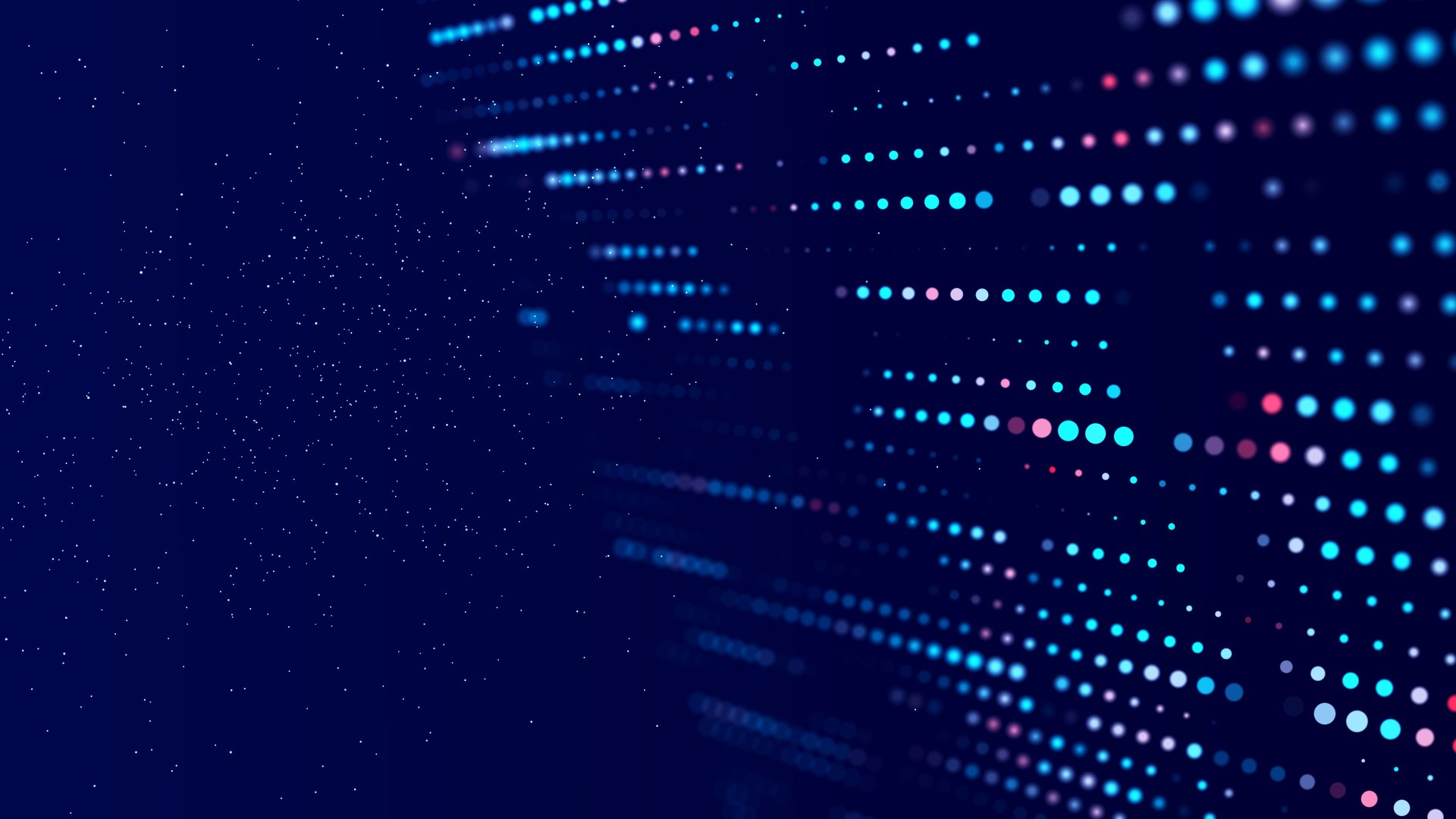 Digital background with movement of glowing particles. Complex technologies of big data. 3D .