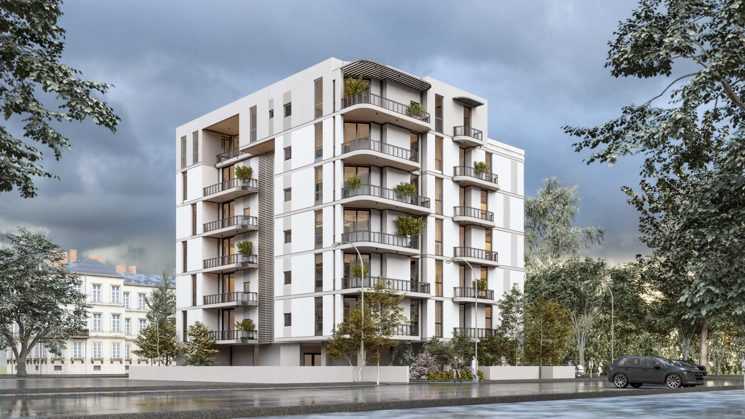 הדמיית בניין Prime 7 מזווית צד