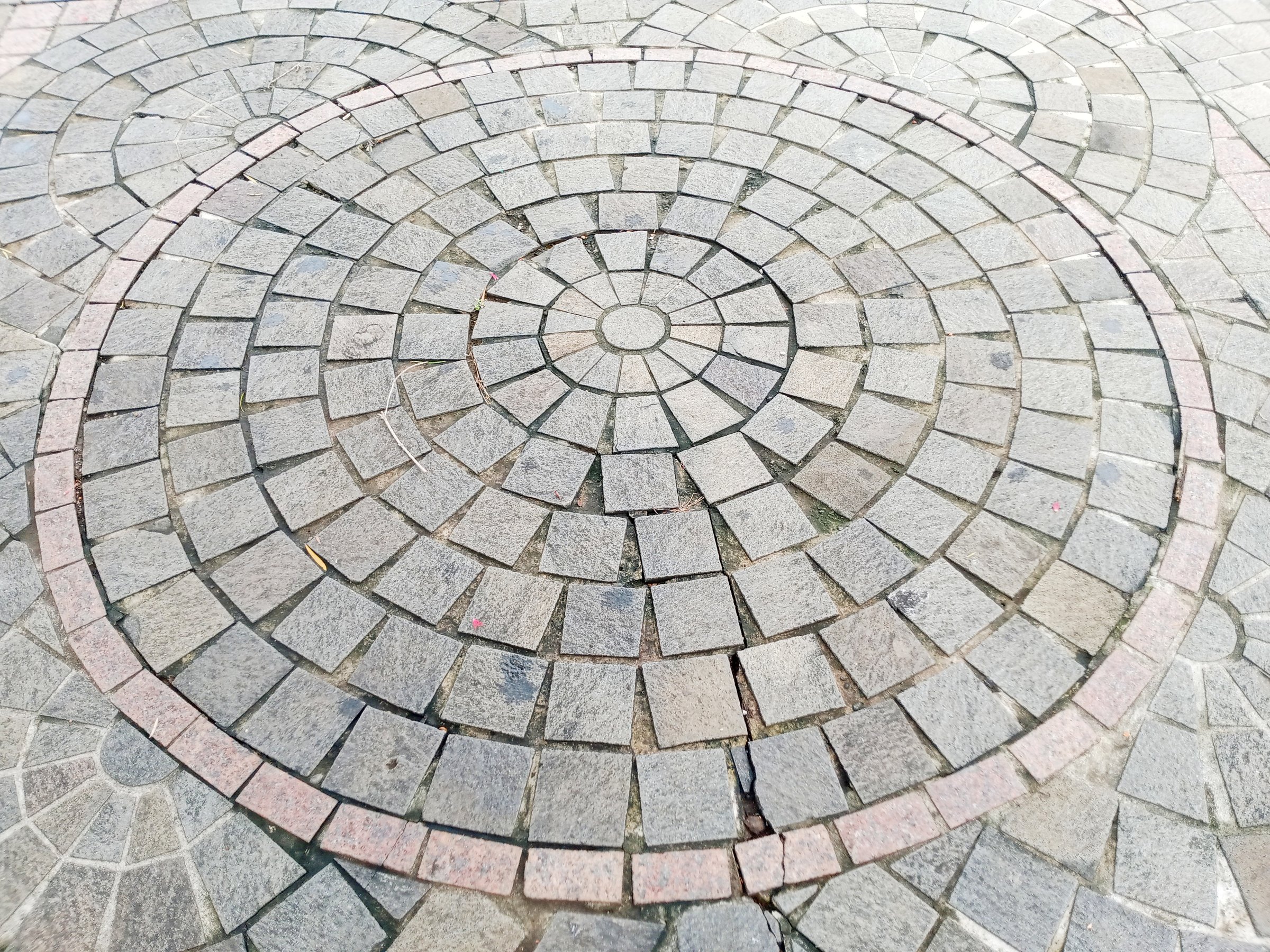 Pedestrian area park stone arrangements Sheffield