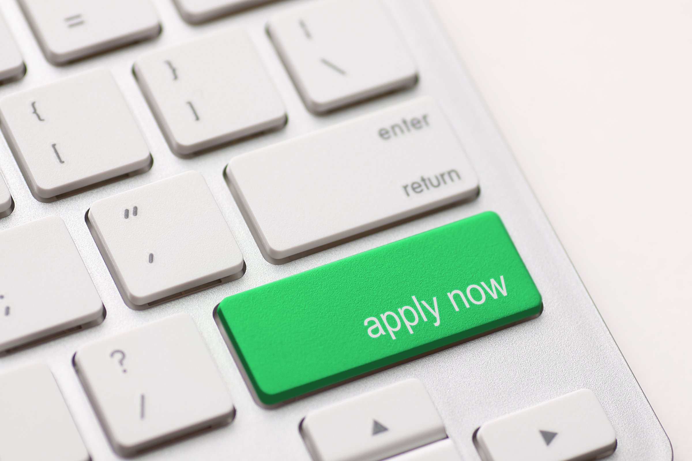 Apply Now Computer Key In green For Work Application