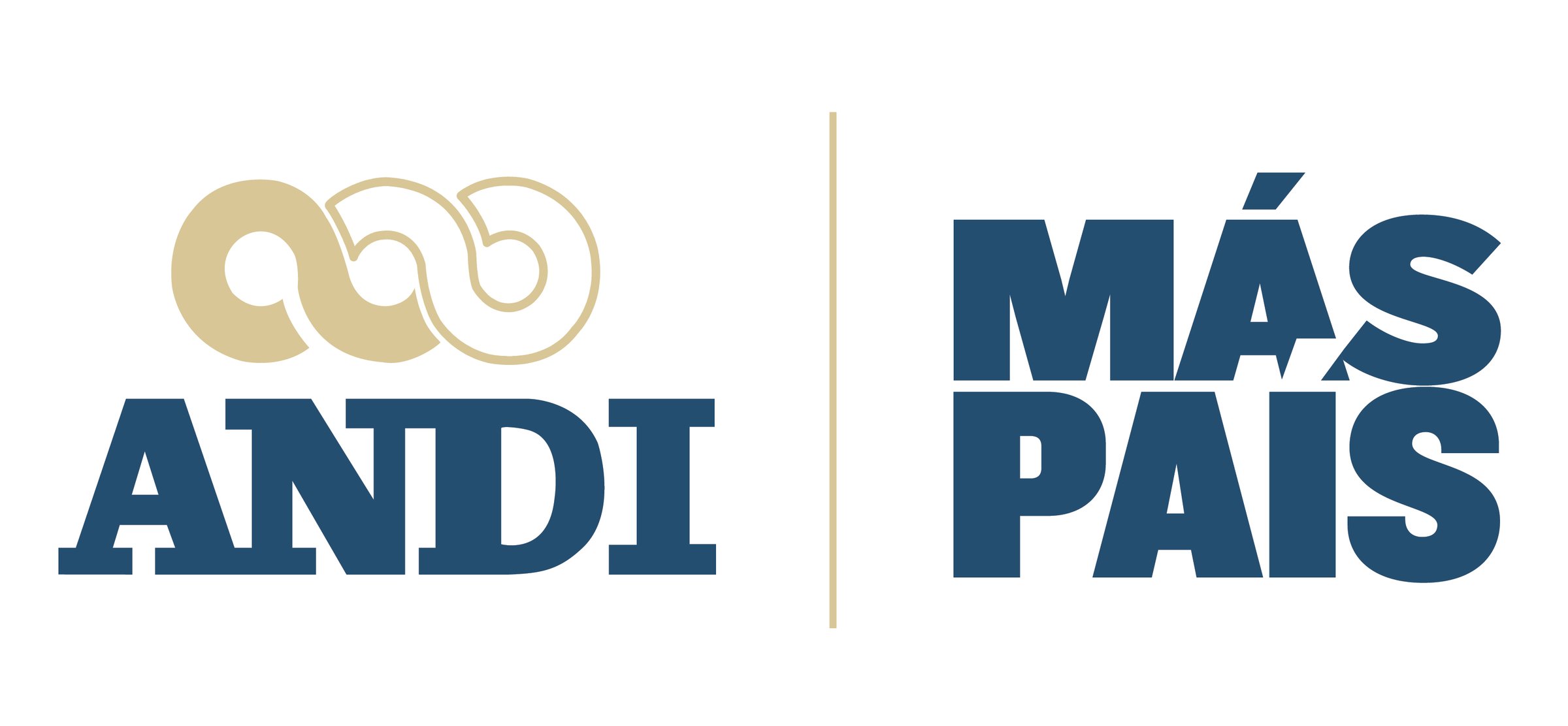 ANDI logo featuring intertwined loops next to MÁS PAÍS in bold blue letters, separated by a vertical line.