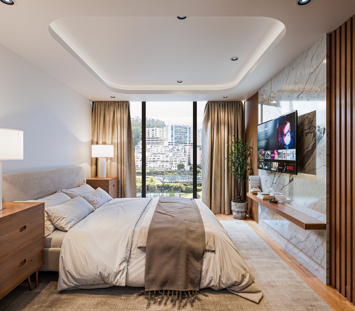 Render de recámara moderna