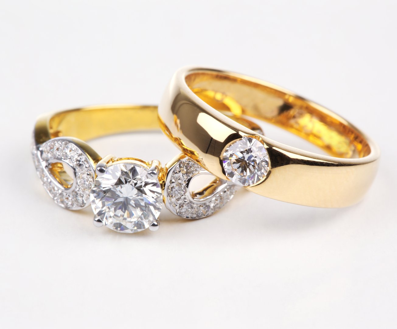 Wedding ring set gold diamond