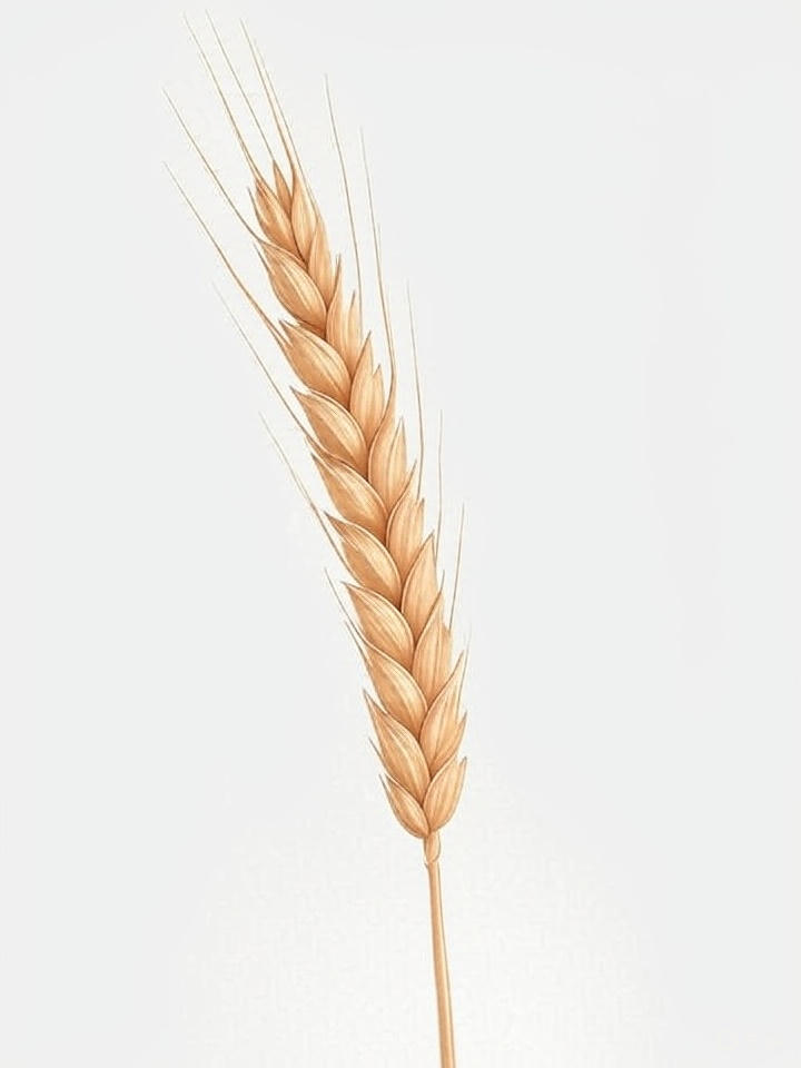 Golden wheat ears isolated on white background.