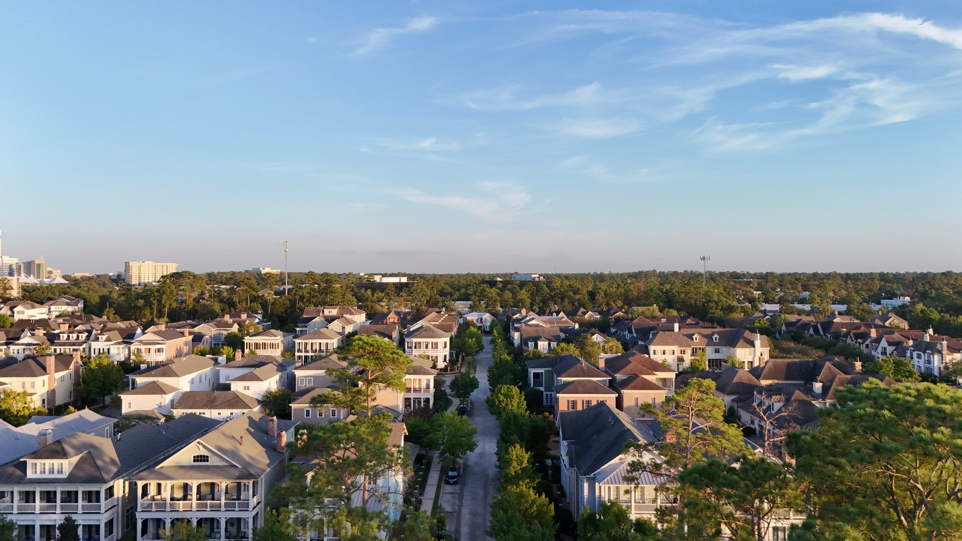 Aerial view of luxury houses