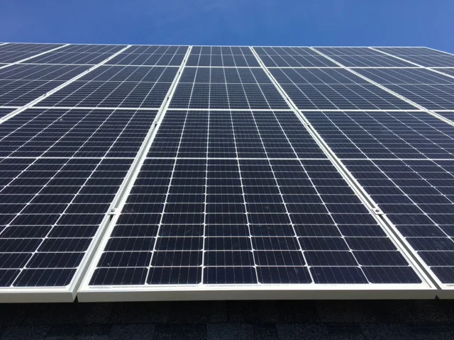 Solar panel installation on modern home