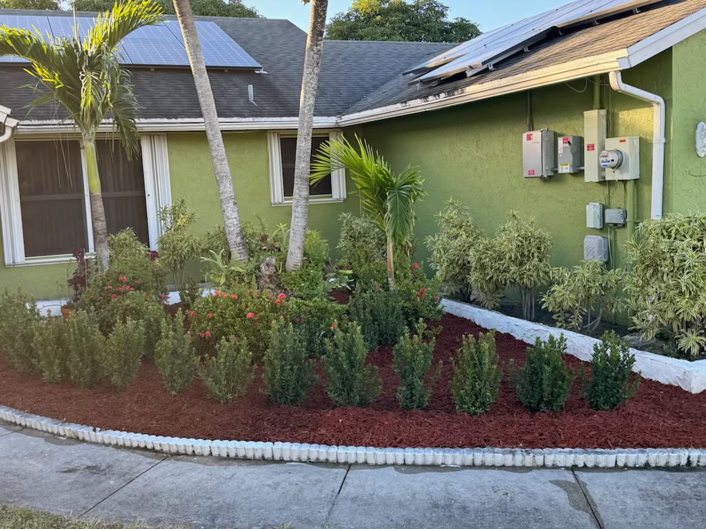 Detailed landscape design showing creative plant combinations and professional installation work