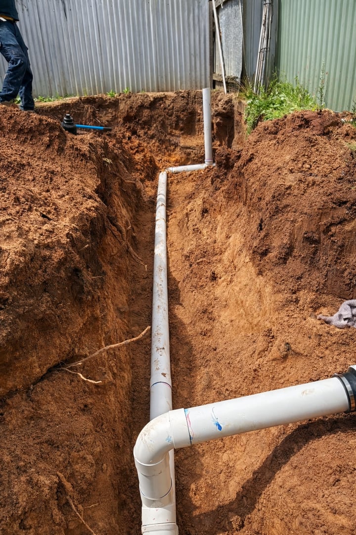 Home PVC plumbing trench installation Adelaide