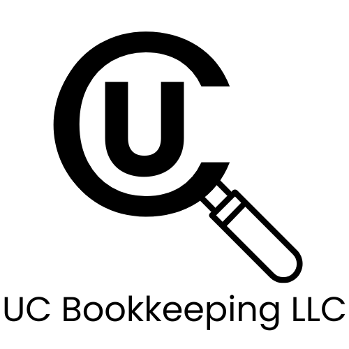 Logo for UC Bookkeeping LLC featuring a "C" with a pencil design and the company name below.