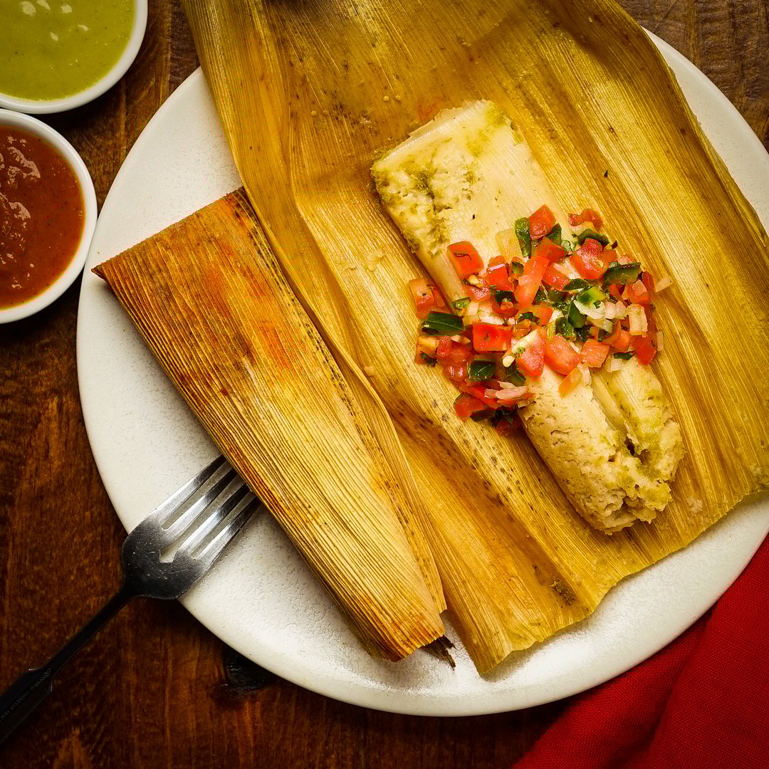 Tamales with pico de gallo