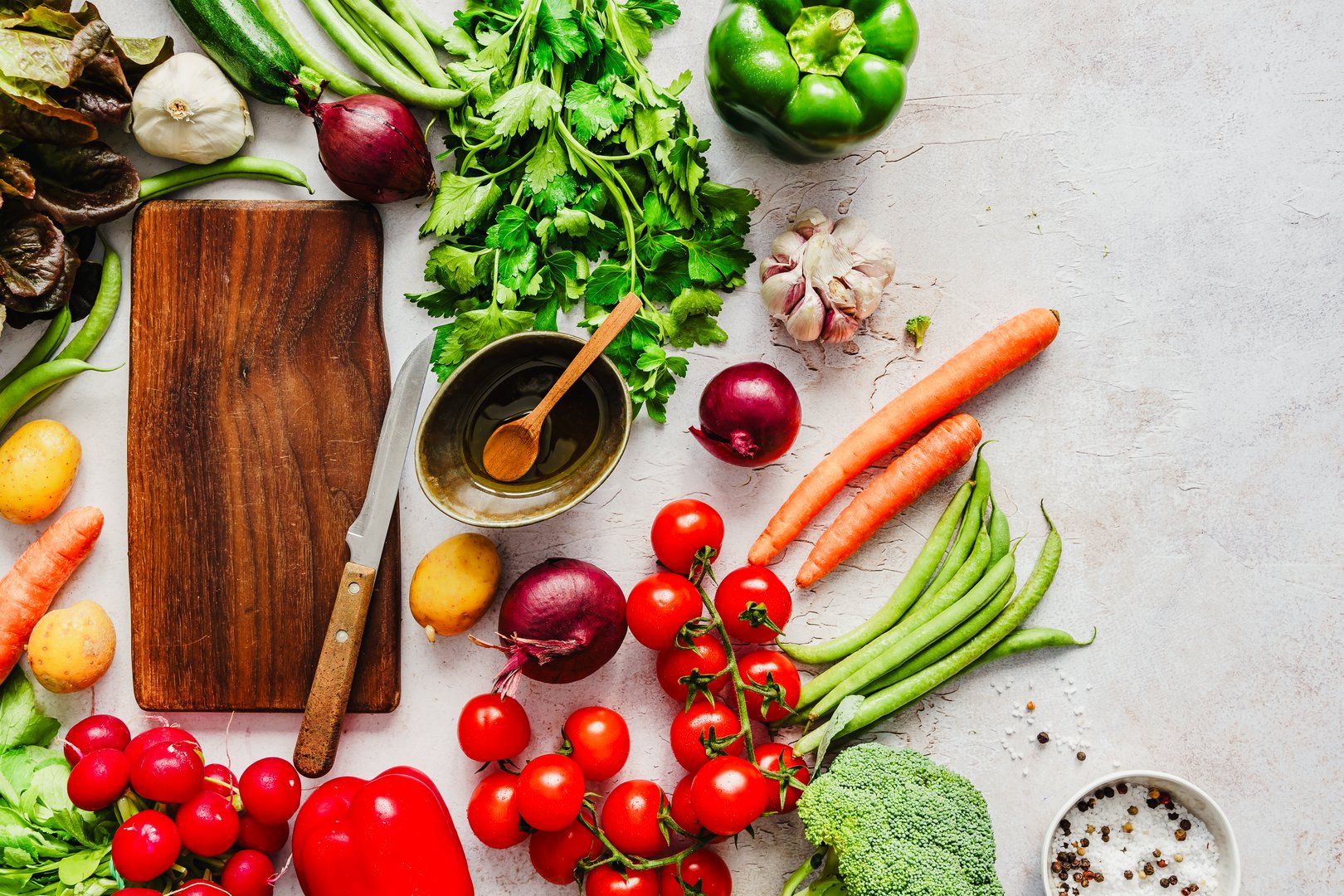 Fresh, raw, ripe, healthy, nutrition, background, flat lay, colorful, olive oil, bowl, diet