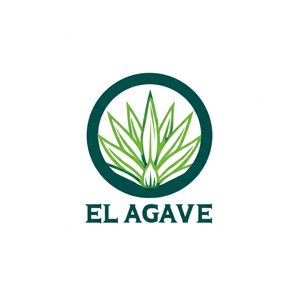 Logo featuring a stylized green agave plant within a circle above the text El Agave.